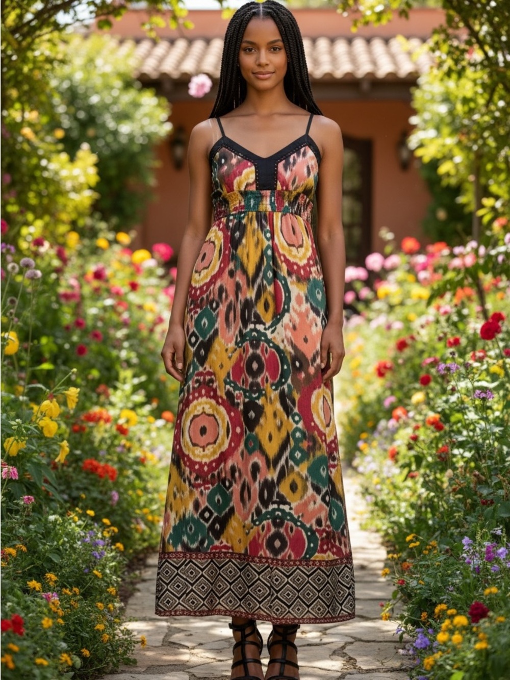 Bohemian Ikat Maxi Dress - Multicolor
